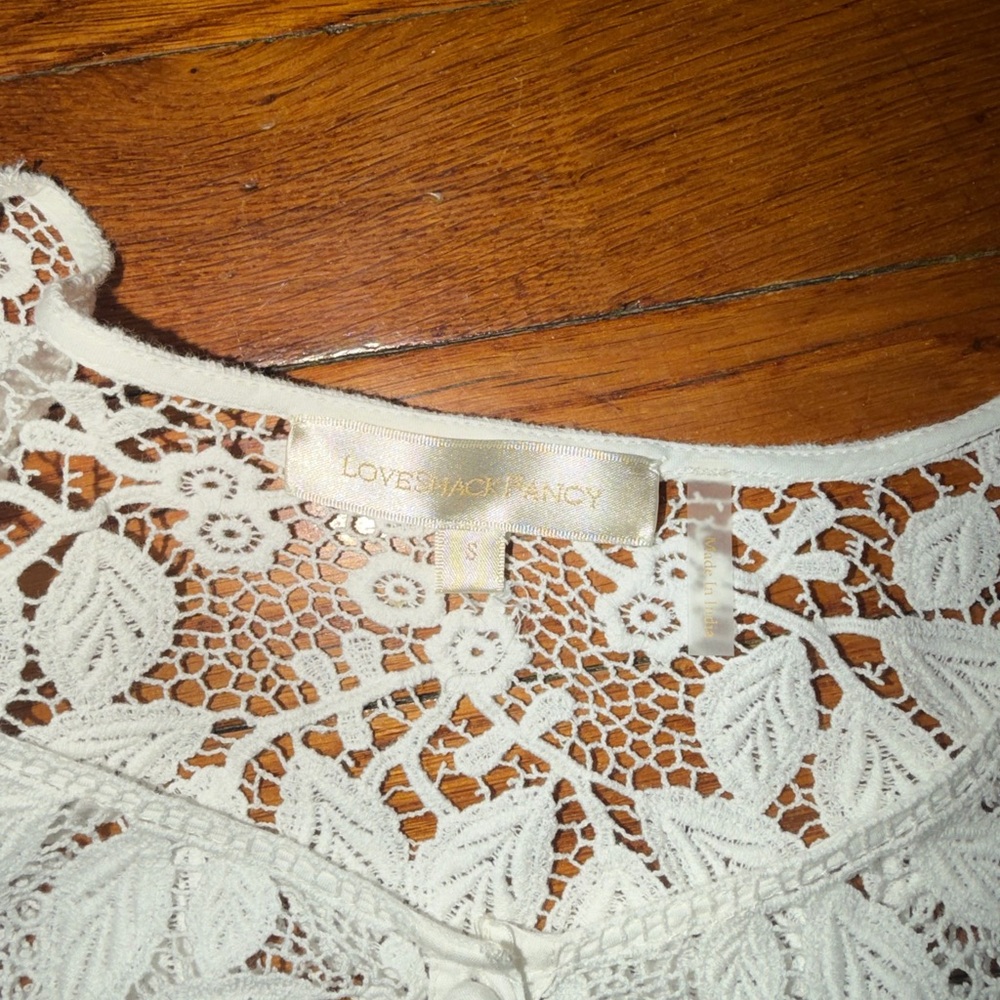 LoveShackFancy Ivory Floral Lace Top - Picture 2 of 4